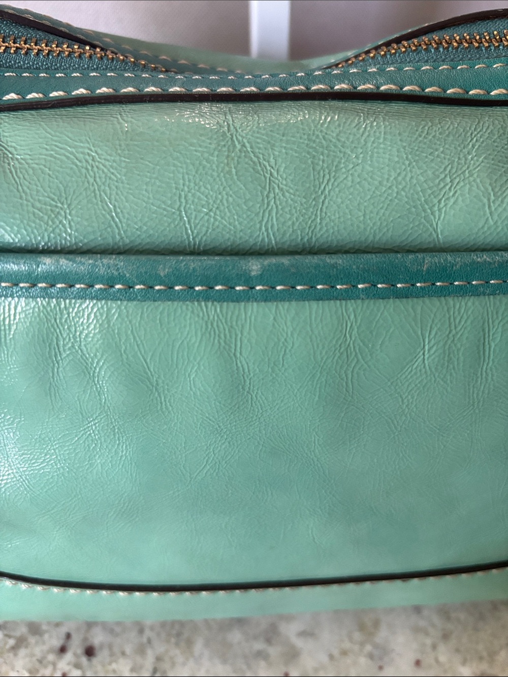 Coach Vintage Teal Leather Shoulder Bag with Front Pockets - Picture 3 of 15